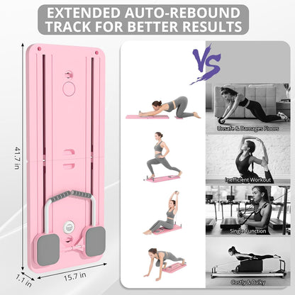 JANUA Pilates Board - 2025 Pilates Reformer Set, Multi-Purpose Foldable Pilates Reformer Board for Home, 5 in 1 Pilates Sliding Board (Pink)